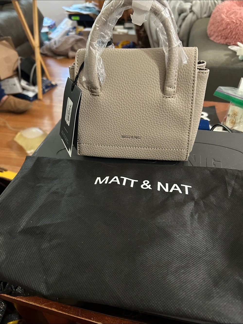 Matt & Nat Mini Pebbled Tote in Light Taupe